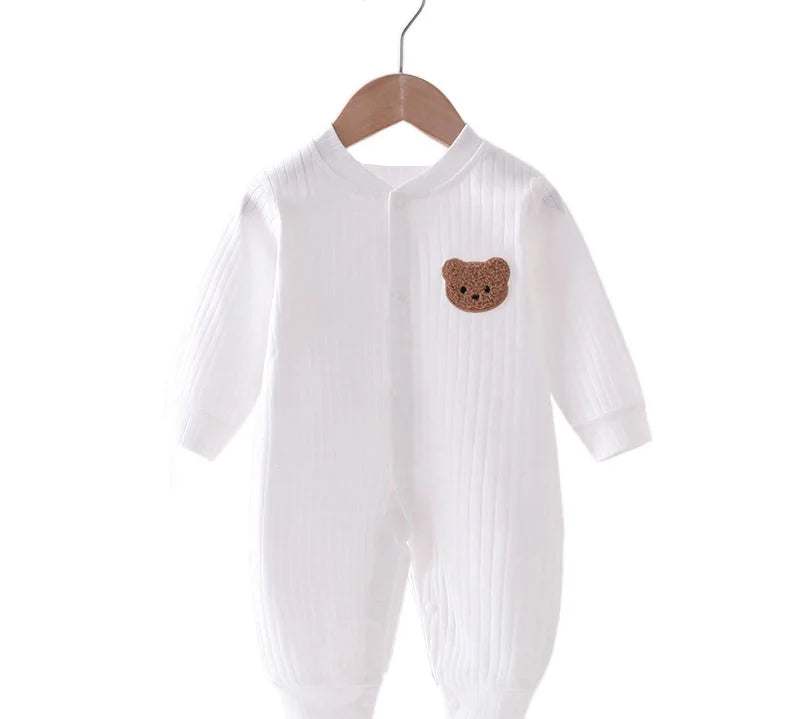 2024 Autumn Baby Romper Solid Color Bear Jumpsuit Cotton Spring Newborn One-Pieces Clothing for Boys Girls Infant Onesie 0-18M