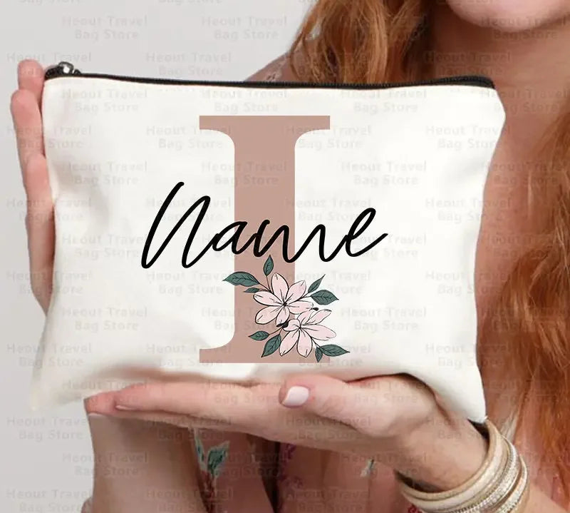 Personalized Toilet pouch Custom Name Makeup Bag Initial Children Travel Necessity School Office Pencil Case Teacher's Gift