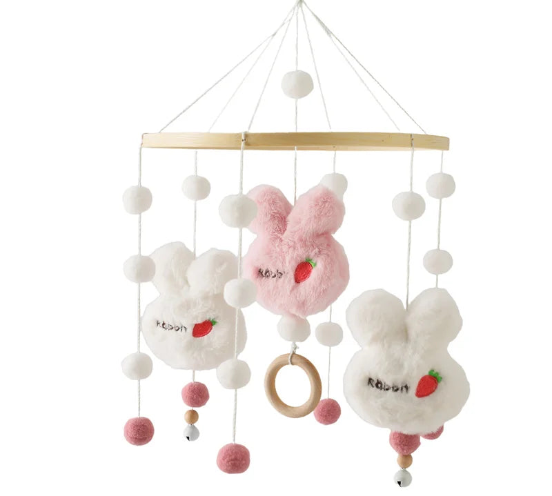 Let's Make Wooden Baby Rattles Soft Felt Cartoon Bear Cloudy Star Moon Hanging Bed Bell Mobile Crib Montessori Education Toys