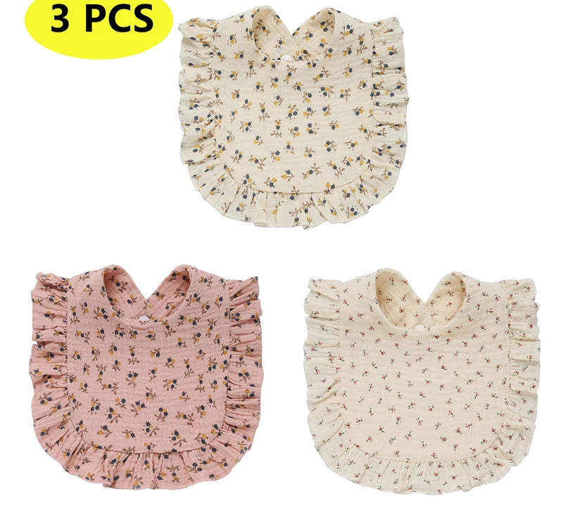 Newborn Bibs Infant Burp Cloths Baby Stuff Feeding Drool Bandana Saliva Towel Toddler Ruffle Floral Bib Baby Accessories