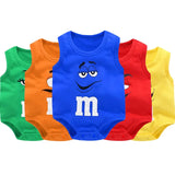 0-24M Newborn Baby Bodysuit for Boys and Girls Letter Print Funny M Bean Cotton Sleeveless Baby Romper Bebes Soft Toddler Onesie