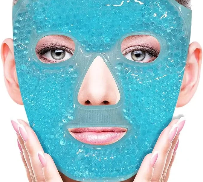 SPA Ice Cold and Hot Heat Full Face Eye Mask Sleeping Ice Pack Reduce Face Puff Dark Circles Gel Beads Compress for Woman