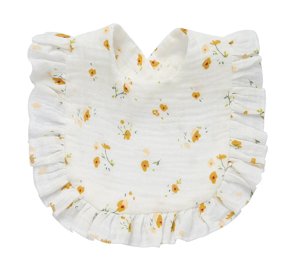 Newborn Bibs Infant Burp Cloths Baby Stuff Feeding Drool Bandana Saliva Towel Toddler Ruffle Floral Bib Baby Accessories