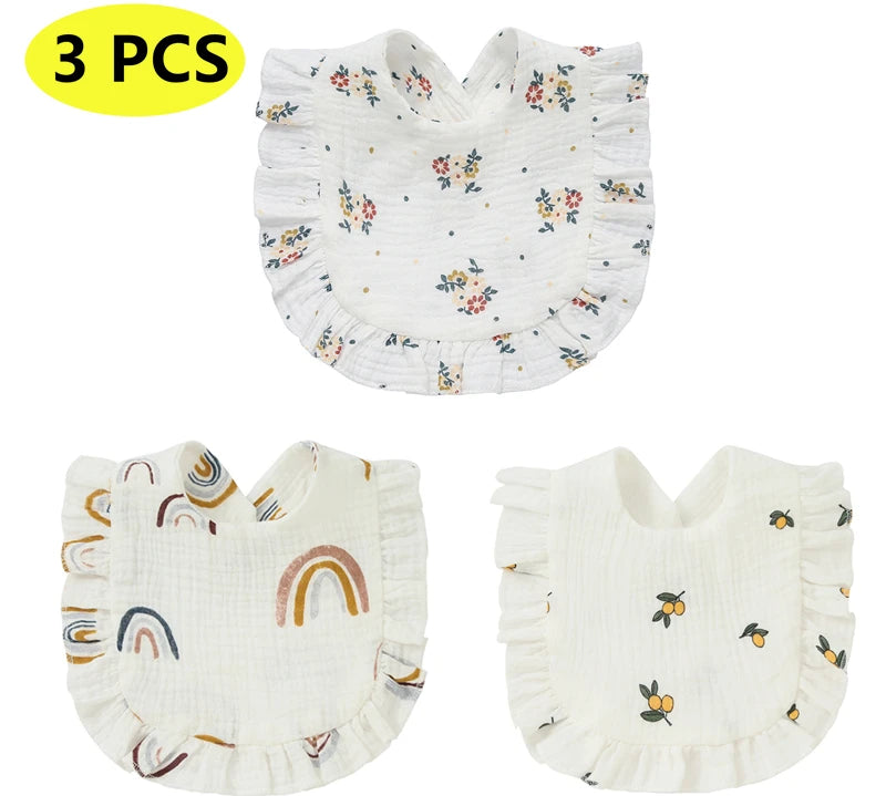 Newborn Bibs Infant Burp Cloths Baby Stuff Feeding Drool Bandana Saliva Towel Toddler Ruffle Floral Bib Baby Accessories