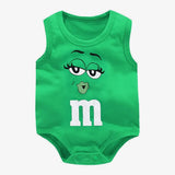 0-24M Newborn Baby Bodysuit for Boys and Girls Letter Print Funny M Bean Cotton Sleeveless Baby Romper Bebes Soft Toddler Onesie