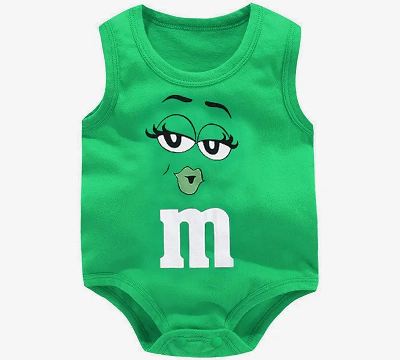 0-24M Newborn Baby Bodysuit for Boys and Girls Letter Print Funny M Bean Cotton Sleeveless Baby Romper Bebes Soft Toddler Onesie