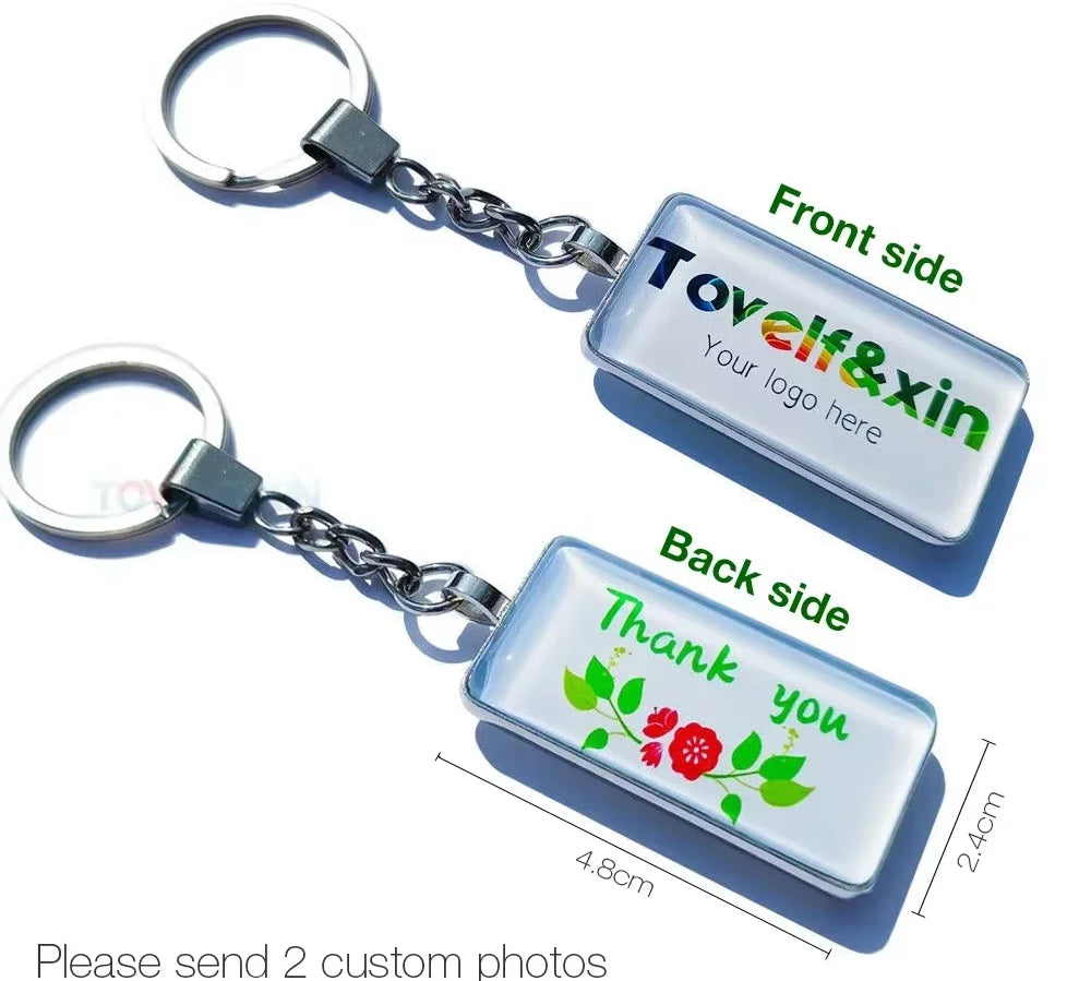 DIY Double Side Photo Custom Keychain Personalized Keyrings Customized Glass Cabochon Family Lovers Baby metal Key chain Gifts