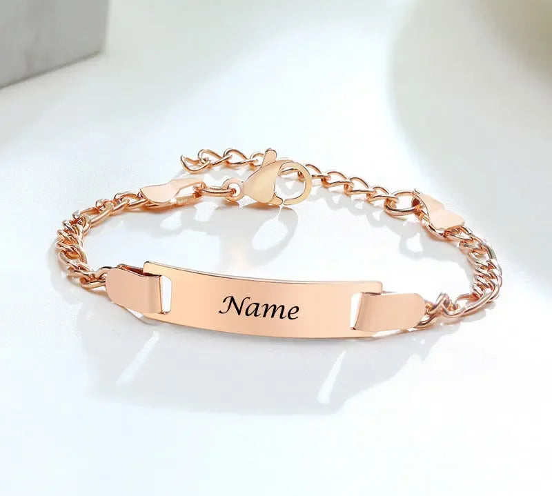 Personalize Baby Name Bracelets Non Allergy Stainless Steel Infant Baptism Bangle Jewelry Custom Boy Girl Family Love Gifts