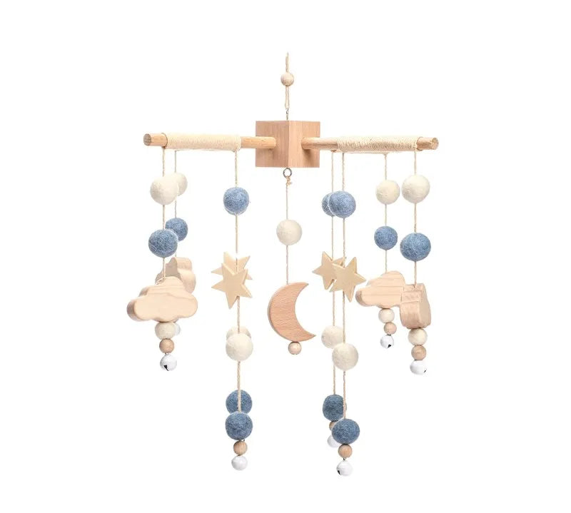 Baby Crib Mobile Wooden Bed Bell Rattle Toy Soft Felt Hot Air Balloon Wind Chime Pendant Newborn Comfort Bed Bell Toys Baby Gift