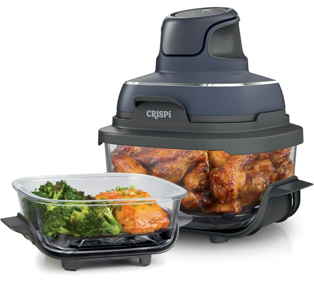 Air Fryer, Microwave, Freezer & Dishwasher Safe, Non Toxic Glass Portable Cooking System, 4 QT & 6 Cup Glass Containers