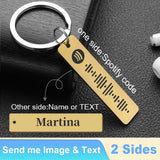 Personalized Spotify Code Keychain Engraved Name Song Music Keyring Scannable Song Key Ring Chain Holder Gift for Couple P040