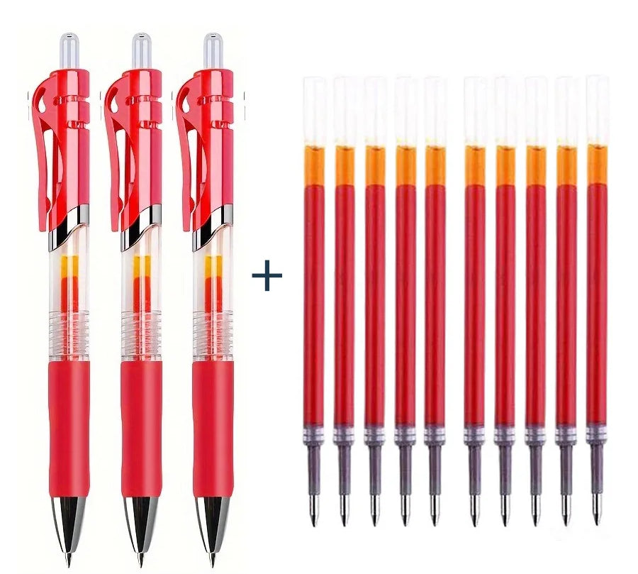 6/13pcs Retractable Gel Pens Set Black/Red/Blue Ink Ballpoint for Writing Refill Office Accessories School Supplies Stationery