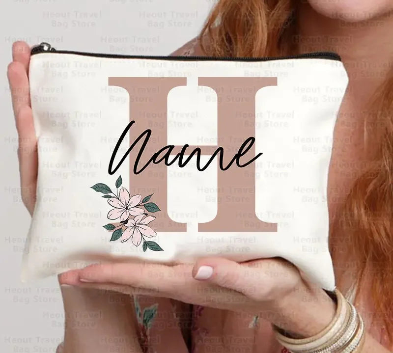 Personalized Toilet pouch Custom Name Makeup Bag Initial Children Travel Necessity School Office Pencil Case Teacher's Gift