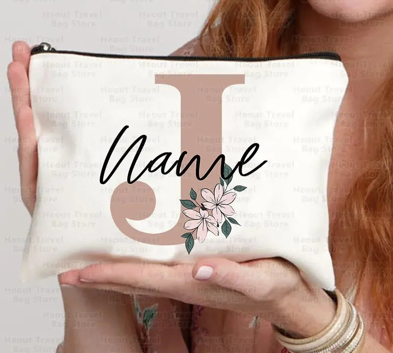 Personalized Toilet pouch Custom Name Makeup Bag Initial Children Travel Necessity School Office Pencil Case Teacher's Gift