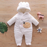 Autumn and Winter New Baby Plush Climbing Clothes Baby Warm and Thick Cartoon Dog Rabbit Cute Cotton Clothes for 0-2 Years