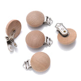 10Pcs Beech Wooden Pacifier Clip Baby Teether Soother Clasp Metal Nursing Accessories Chewable Teething Diy Dummy Clip Chains