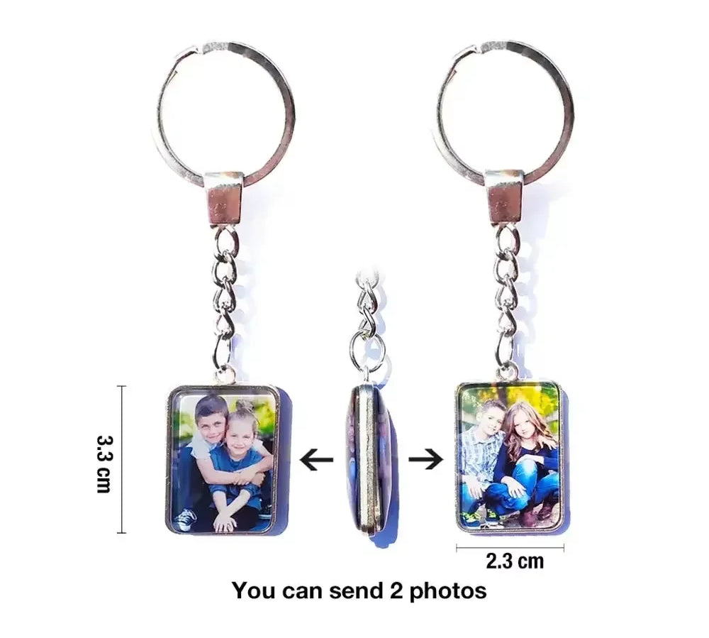 DIY Double Side Photo Custom Keychain Personalized Keyrings Customized Glass Cabochon Family Lovers Baby metal Key chain Gifts