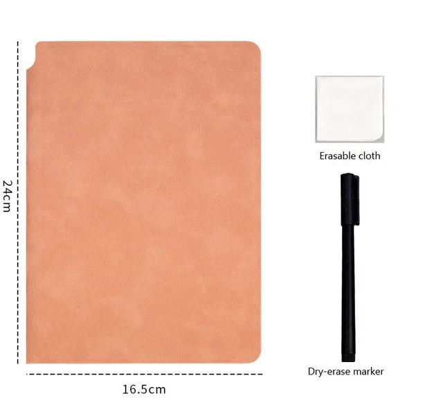 A5 Reusable Whiteboard Notebook Leather Memo Free Whiteboard Pen Erasing Cloth Weekly Planner Portable Stylish Office Notebooks