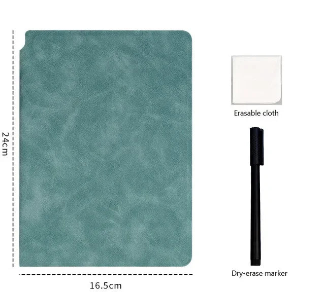 A5 Reusable Whiteboard Notebook Leather Memo Free Whiteboard Pen Erasing Cloth Weekly Planner Portable Stylish Office Notebooks