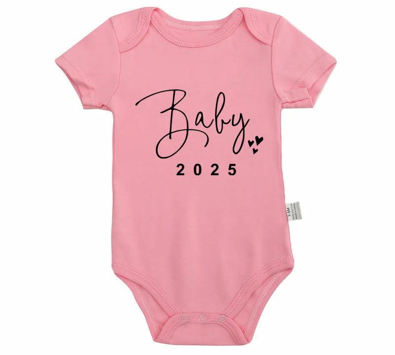 Baby 2025 Pregnancy Announcement Newborn Baby Bodysuits Cotton Summer Boys Girls Romper Jumpsuit Clothes Outfit