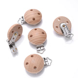 10Pcs Beech Wooden Pacifier Clip Baby Teether Soother Clasp Metal Nursing Accessories Chewable Teething Diy Dummy Clip Chains