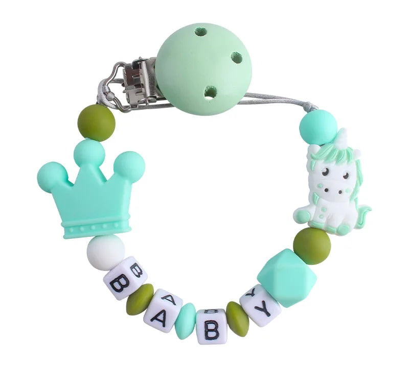 Custom Personalized Name Pacifier Chain for Baby Teether Newborn Toddler Silicone Clips Holder Baby Teething Toys Accessories