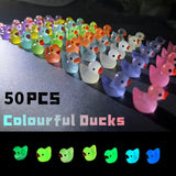 50PCS Luminous Mini Ducks Moss Microlandscape Miniature Duck Figurines Fairy Garden Accessories Home Decor Glow in The Dark