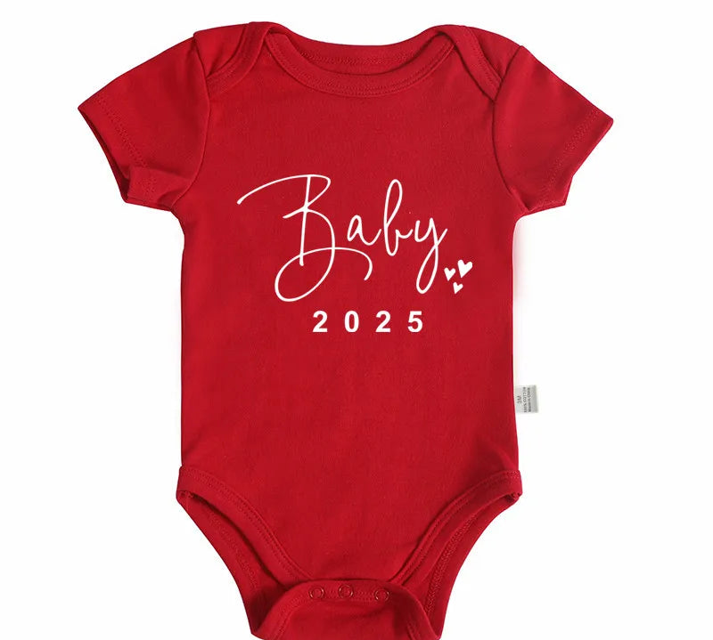 Baby 2025 Pregnancy Announcement Newborn Baby Bodysuits Cotton Summer Boys Girls Romper Jumpsuit Clothes Outfit