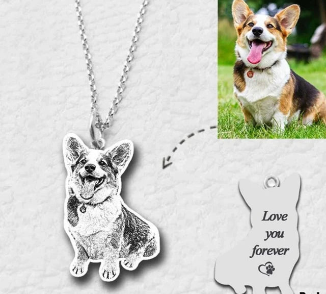 Personalized Pet Photo Necklace Engraved Pets Pendant Gifts Handmade Custom Dog Cat Keychain Memory Jewelry Picture Pendants