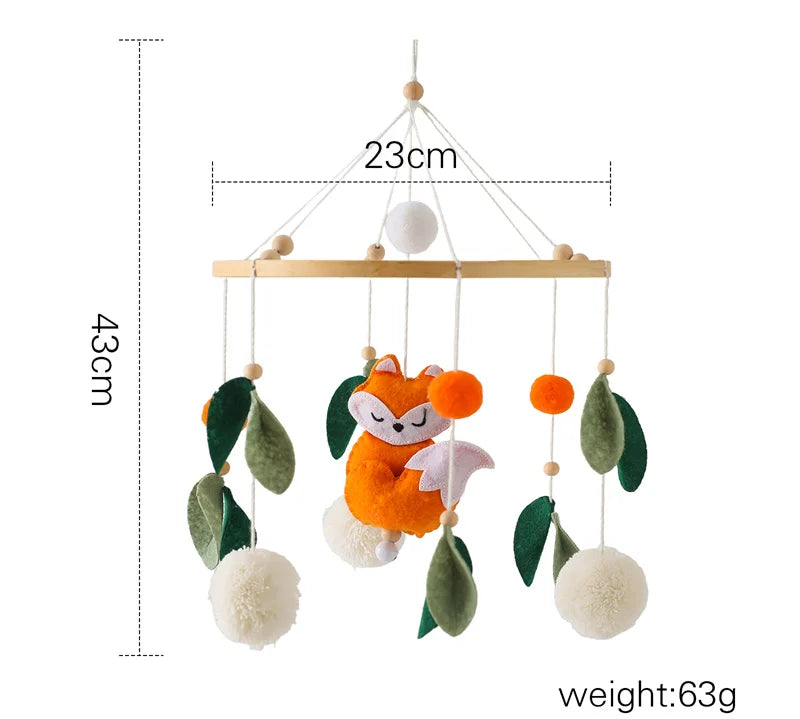 Let's Make Wooden Baby Rattles Soft Felt Cartoon Bear Cloudy Star Moon Hanging Bed Bell Mobile Crib Montessori Education Toys