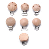 10Pcs Beech Wooden Pacifier Clip Baby Teether Soother Clasp Metal Nursing Accessories Chewable Teething Diy Dummy Clip Chains