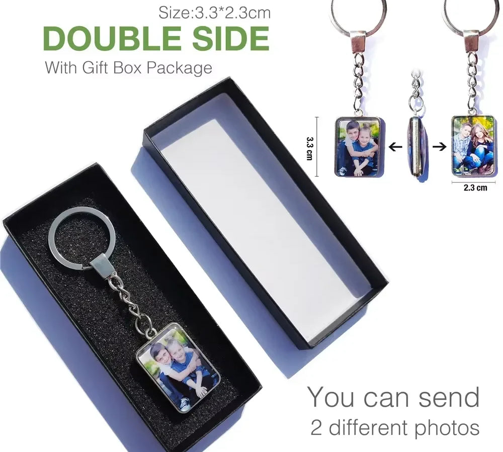 DIY Double Side Photo Custom Keychain Personalized Keyrings Customized Glass Cabochon Family Lovers Baby metal Key chain Gifts