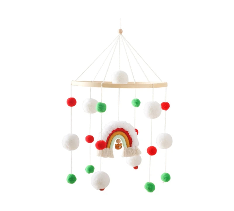 Baby Crib Mobile Wooden Bed Bell Rattle Toy Soft Felt Hot Air Balloon Wind Chime Pendant Newborn Comfort Bed Bell Toys Baby Gift