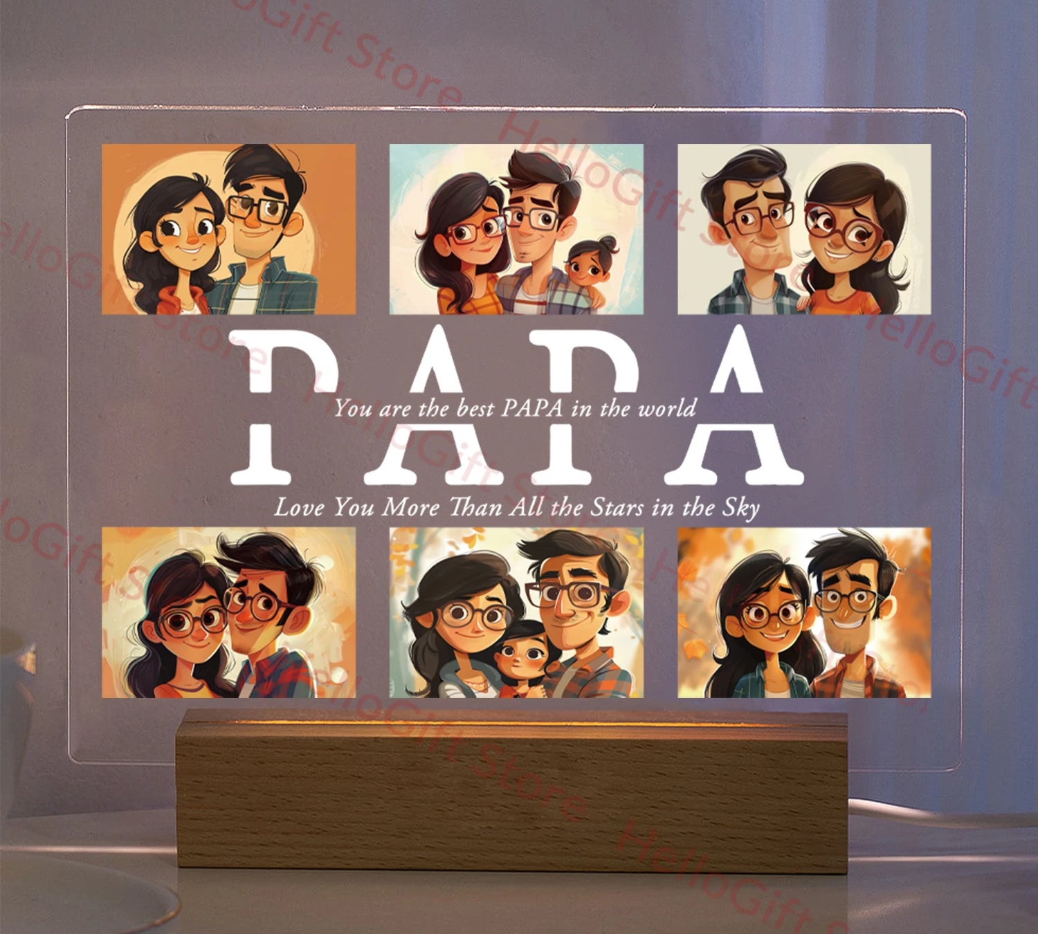 Personalized Custom Photo Text 3D Acrylic Lamp Customized Bedroom NightLight for MOM DAD LOVE Family Birthday Christmas Day Gift