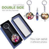 DIY Double Side Photo Custom Keychain Personalized Keyrings Customized Glass Cabochon Family Lovers Baby metal Key chain Gifts