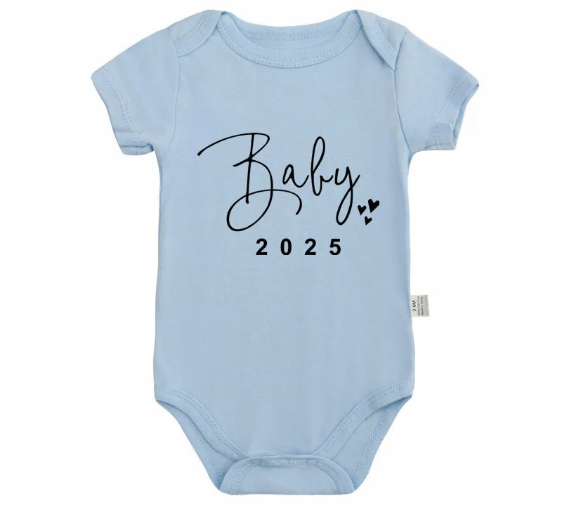 Baby 2025 Pregnancy Announcement Newborn Baby Bodysuits Cotton Summer Boys Girls Romper Jumpsuit Clothes Outfit