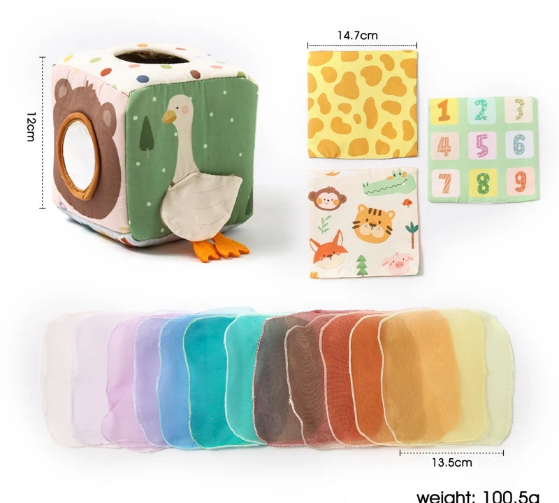 Baby Montessori Toy cotton Magic Tissue Box Finger Exercising Busy Board Game Educational Toy Soft Rattle Game Cloth Book Gift