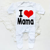 I Love Papa Mama Baby Babygrow Sleepsuit Baby Coming Home Outfit Newbron Shower Gift Boy Girl Cute Sleepsuit Infant White Romper