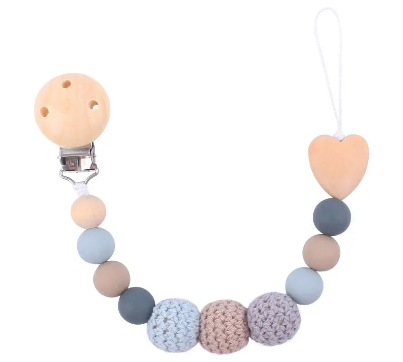 1-2pcs New Baby Pacifier Clips Teethers Bracelet Babies Chain Cute Big Crochet Color Wool Ball Newborn Dummy Nipples Holder Clip