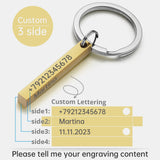 Stainless Steel Personalized Keychains 3D Bar Keyrings Engrave Text Name Date Custom Key Chains Rings Holder Love Gift P039