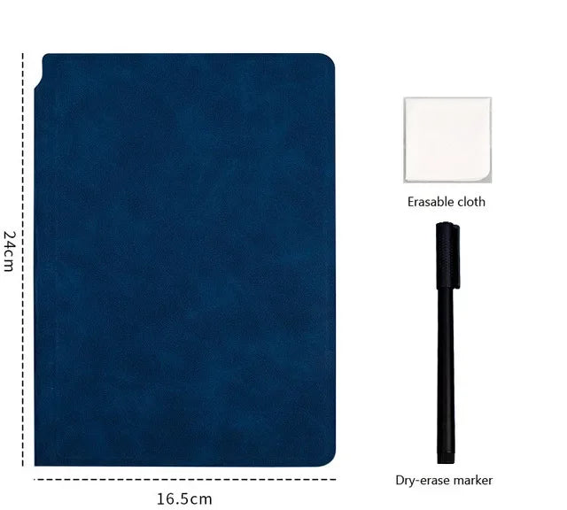 A5 Reusable Whiteboard Notebook Leather Memo Free Whiteboard Pen Erasing Cloth Weekly Planner Portable Stylish Office Notebooks