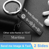 Personalized Spotify Code Keychain Engraved Name Song Music Keyring Scannable Song Key Ring Chain Holder Gift for Couple P040