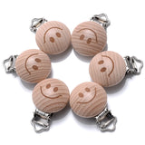 10Pcs Beech Wooden Pacifier Clip Baby Teether Soother Clasp Metal Nursing Accessories Chewable Teething Diy Dummy Clip Chains