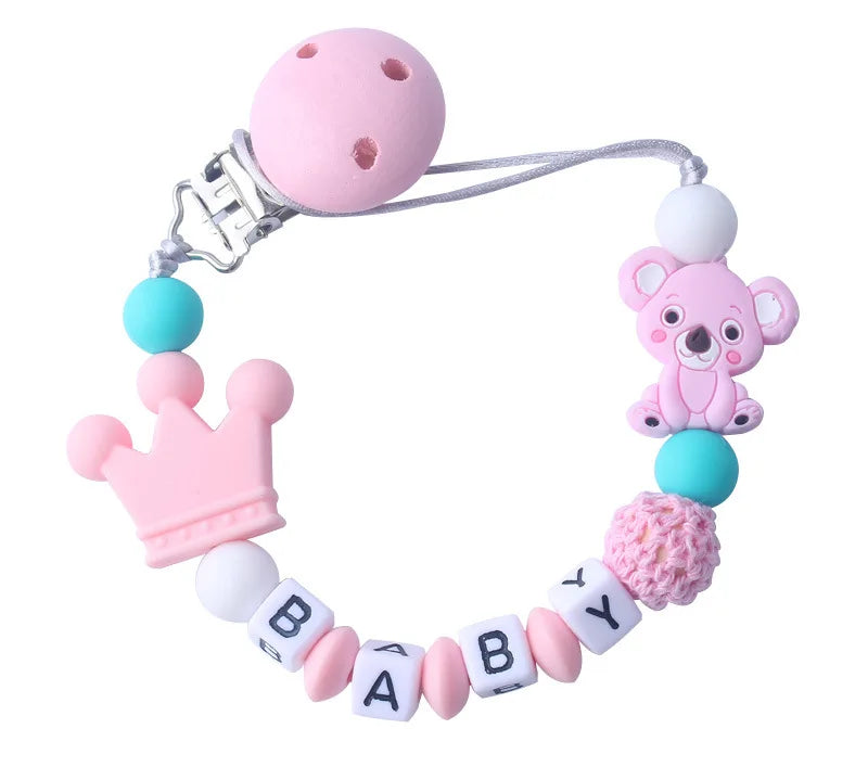 Custom Personalized Name Pacifier Chain for Baby Teether Newborn Toddler Silicone Clips Holder Baby Teething Toys Accessories