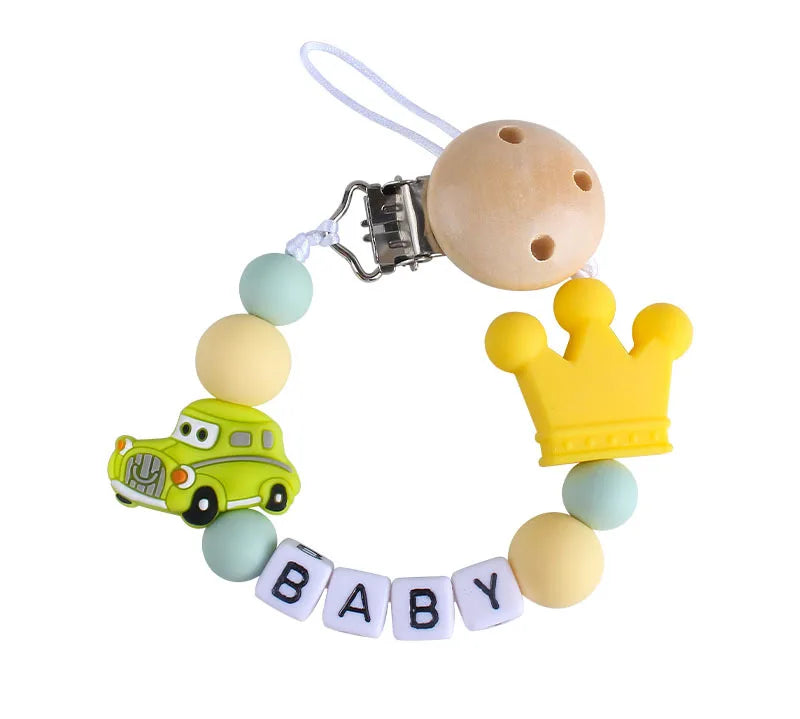 Custom Personalized Name Pacifier Chain for Baby Teether Newborn Toddler Silicone Clips Holder Baby Teething Toys Accessories