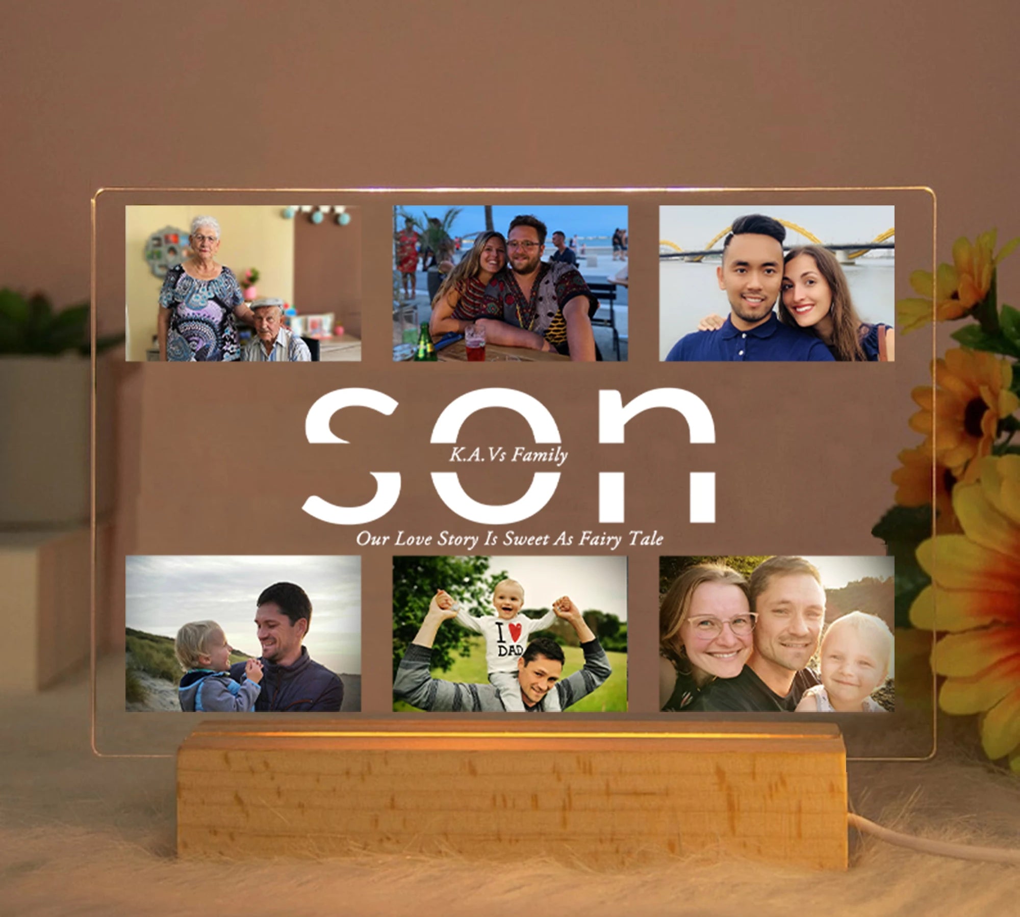 Personalized Custom Photo Text 3D Acrylic Lamp Customized Bedroom NightLight for MOM DAD LOVE Family Birthday Christmas Day Gift