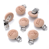 10Pcs Beech Wooden Pacifier Clip Baby Teether Soother Clasp Metal Nursing Accessories Chewable Teething Diy Dummy Clip Chains