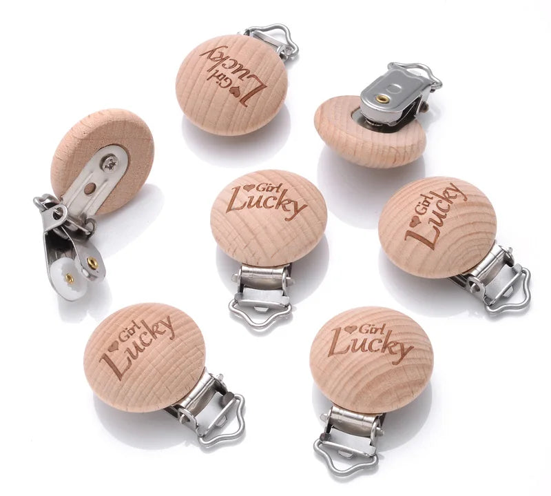 10Pcs Beech Wooden Pacifier Clip Baby Teether Soother Clasp Metal Nursing Accessories Chewable Teething Diy Dummy Clip Chains