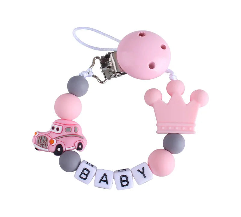 Custom Personalized Name Pacifier Chain for Baby Teether Newborn Toddler Silicone Clips Holder Baby Teething Toys Accessories