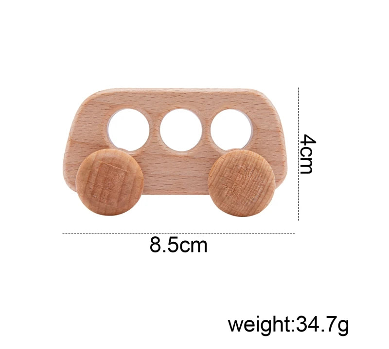 Baby Wooden Toys Beech Wood Car Blocks Cartoon Van Educational Montessori Toys Children Baby Teething Newborn Birthday Gift